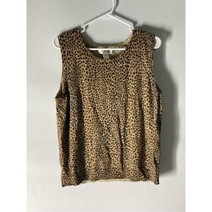 Judith Hart Sleeveless Leopard Print Silk Blend Sweater Vest Women’s Size XL